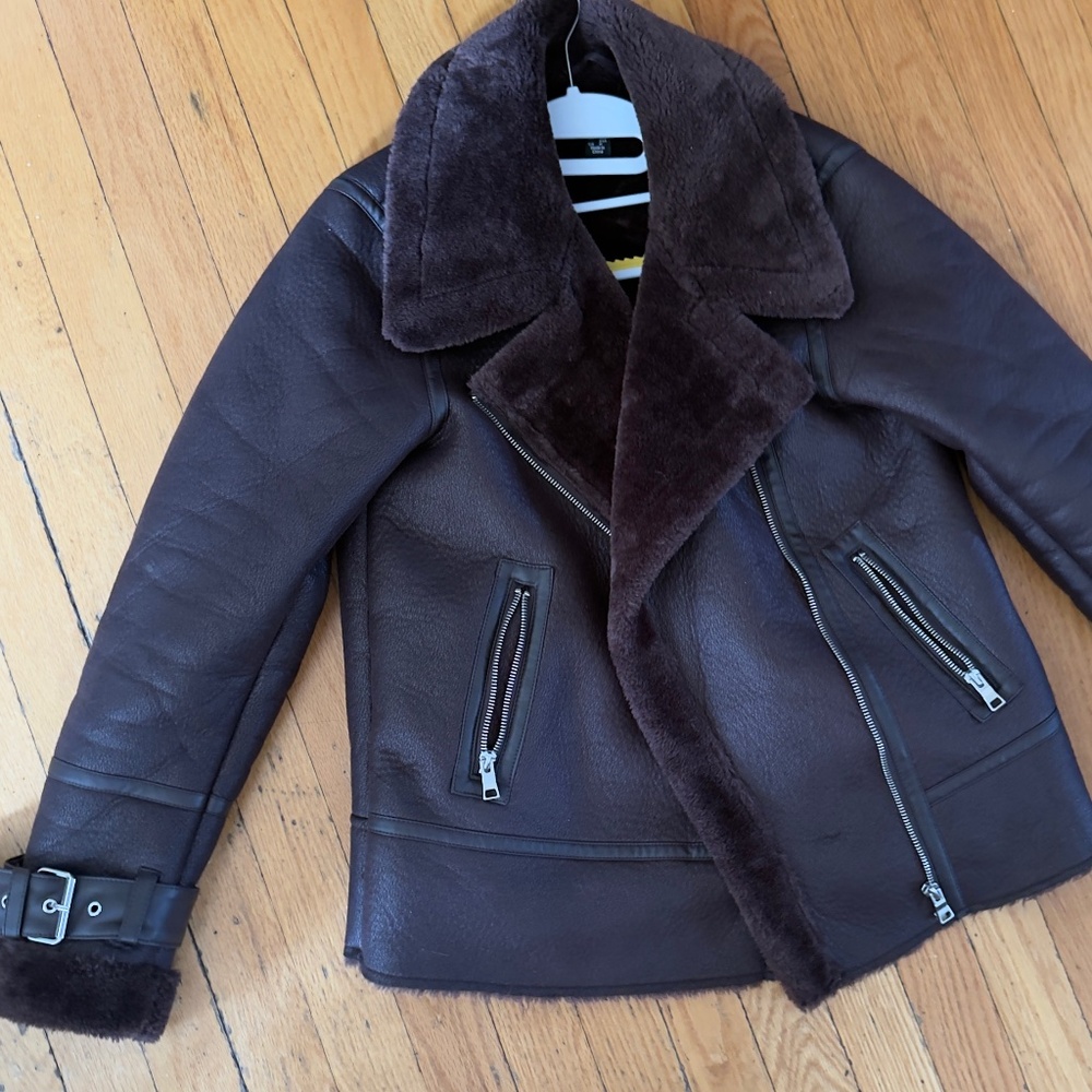 Faux Fur Chocolate Brown Coat New Look Size S